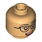 Minifig Head Black Eyebrows, Eyelashes, Black Glasses, Open Mouth Smile, Teeth/Tongue