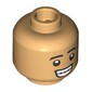Minifig Head Black Eyebrows, Big Grin, Braces/Lopsided Smirk