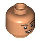 Minifig Head Black Eyebrows, Nougat Lips, Open Mouth Smile/Raised Eyebrow