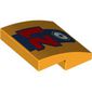 Slope Curved 2 x 2 x 2/3 with Red '21', Dark Blue Stripe, White Octagon with Lightning Bolt print