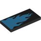 Tile 2 x 4 with Medium Azure Flames print