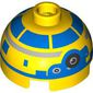 Brick Round 2 x 2 Dome Top, Vented Stud with Yellow and Blue Astromech Droid print
