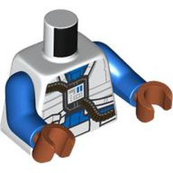 Torso Rebel E-Wing Pilot Suit, Black Hoses, White Pockets print, Blue Arms, Dark Orange Hands
