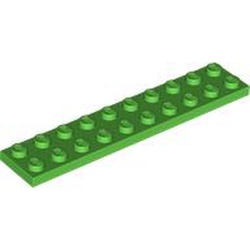 LEGO part 3832 Plate 2 x 10 in Bright Green