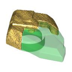 LEGO part 105311pat0001 Rock, Jewel in Pearl Gold Holder pattern in Transparent Green/ Trans-Green