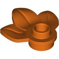 LEGO part 32607 Plant, Plate 1 x 1 Round with 3 Leaves in Reddish Orange