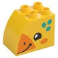 Duplo Brick 2 x 3 x 2 with Curved Top and Bright Light Orange and Medium Azure Spots and Giraffe Face Print