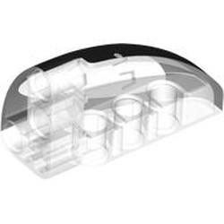 LEGO part 2442pr0003 Technic Panel Round Corner 5 x 3 x 2 Right with Black headlight print in Transparent/ Trans-Clear