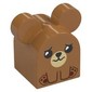 Duplo Brick 2 x 2 x 2 Curved Top with Round Ears, Sad Bear Print