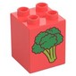 Duplo Brick 2 x 2 x 2, Broccoli, Cut Pear on Back Print