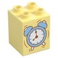 Duplo Brick 2 x 2 x 2, Alarm Clock Print, Stuffed Bunny on Back print