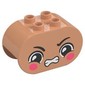 Duplo Brick 2 x 4 x 2 Rounded Ends with Angry, Dark Pink Cheeks Print