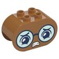 Duplo Brick 2 x 4 x 2 Rounded Ends with Worried Face, Glasses Print