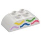 Duplo Brick 2 x 4 Curved Top, Yellow, Green, Bright Pink, Blue, and Coral Wavy Lines Print