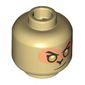 Minifig Head Monkie King, Gold Eyes, Medium Nougat Eyemask/Eyeshadow, Lopsided Grin/Surprised print