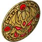 Shield Round Bowed with Gold Dragon, Red Eyes, Fans print