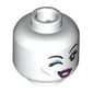 Minifig Head White Bone Demon, Magenta Lips, Red Eyes and Smile with Teeth / Black Eyes Winking Print