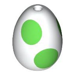 LEGO part 24946pr0006 Food Egg with 1.5mm Hole and Bright Green Spots Print in White