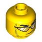 Minifig Head, Thick Black Eyebrows, Stubbled Beard, Smirk, Sunglasses with Gold Glasses