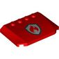 Slope Curved 4 x 6 x 2/3 Triple Curved with 4 Studs with Red Flames on Silver Shield print [Fire Fighters]
