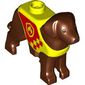 Animal, Dog, Standing with Yellow Vest, Red Fire Fighters print
