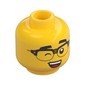 Minifig Head, Eyebrows, Half-Rimmed Glasses, Smirk / Wink, Open Mouth Smile Print