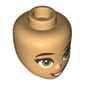 Minidoll Head Dark Red Eyebrows, Lips, Olive Green Eyes