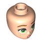 Minidoll Head Dark Orange Eyebrows, Bright Green Eyes, Freckles, Surprised