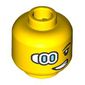Minifig Head, Medium Azure and White Cyborg Eye, Lopsided Smile Print