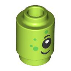 LEGO part 3062bpr9964 Brick Round 1 x 1 with Alien Face print in Bright Yellowish Green/ Lime
