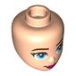 Minidoll Head Dark Brown Eyebrows, Bright Light Blue Eyes, Dark Purple Lips