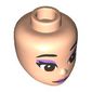 Minidoll Head with Black Eyebrows, Lavender Eyeshadow, Lips, Reddish Brown Eyes