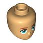 Minidoll Head Dark Orange Eyebrows, Dark Turquoise Eyes, Thin Mouth