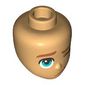 Minidoll Head Nougat Eyebrows, Dark Turquoise Eye, One Eye Closed, Sad Smirk print