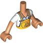 Minidoll Torso Boy with Bright Light Orange Apron, White Shirt print, Nougat Arms and Hands