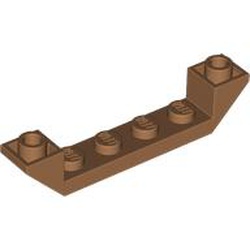 LEGO part 52501 Slope Inverted 45° 6 x 1 Double with 1 x 4 Cutout in Medium Nougat