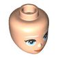Minidoll Head White Eyebrows, Bright Light Blue Eyes, Peach Lips