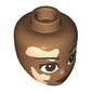 Minidoll Head with Reddish Brown Eyes, Dark Red Lips, Light Nougat Vitiligo Patches print