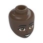 Minidoll Head, Black Eyebrows, Light Brown Eyes, Open Mouth Smile