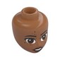 Minidoll Head Black Eyebrows, Reddish Brown Eyes, Lips, Open Mouth Smile, Freckles