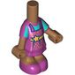 Microdoll Body Short Dress Magenta with Dark Azure Shirt, Gold Band with Star, Spots print