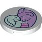 Tile Round 3 x 3 with Goat, Sheep in Heart Shape, Bandage print