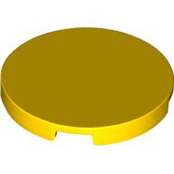 LEGO part 67095 TILE 3X3, CIRCLE, NO. 1 in Bright Yellow/ Yellow