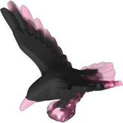 LEGO part 5272pat0001 Animal, Raven with Open Wings and Black Marbled pattern in Transparent Medium Reddish Violet/ Trans-Dark Pink