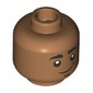 Minifig Head Wim, Thick Black Eyebrows, Reddish Brown Lines, Neutral/Scared