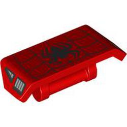 LEGO part 98834pr0008 Spoiler 2 x 4 with Spider-Man Logo, Webs print in Bright Red/ Red
