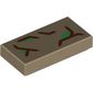 Tile 1 x 2 with Dark Brown Bark, Green Leaves print