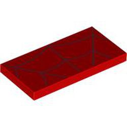LEGO part 87079pr0325 Tile 2 x 4 with Dark Red Webs print in Bright Red/ Red