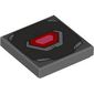 Tile 2 x 2 with Dark Bluish Gray Armor Panel, Red Center (Arc Reactor) Print