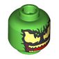 Minifig Head Green Goblin, Bright Light Yellow Large Eyes, Teeth, Red Tongue, Half/Full Black Venom Mask
